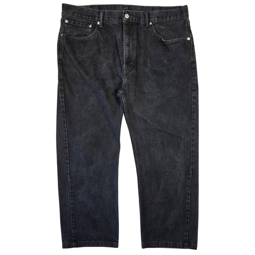 Levis 505 Regular Fit Jeans Men 38x34 Faded Black Straight Leg Denim Pants Retro